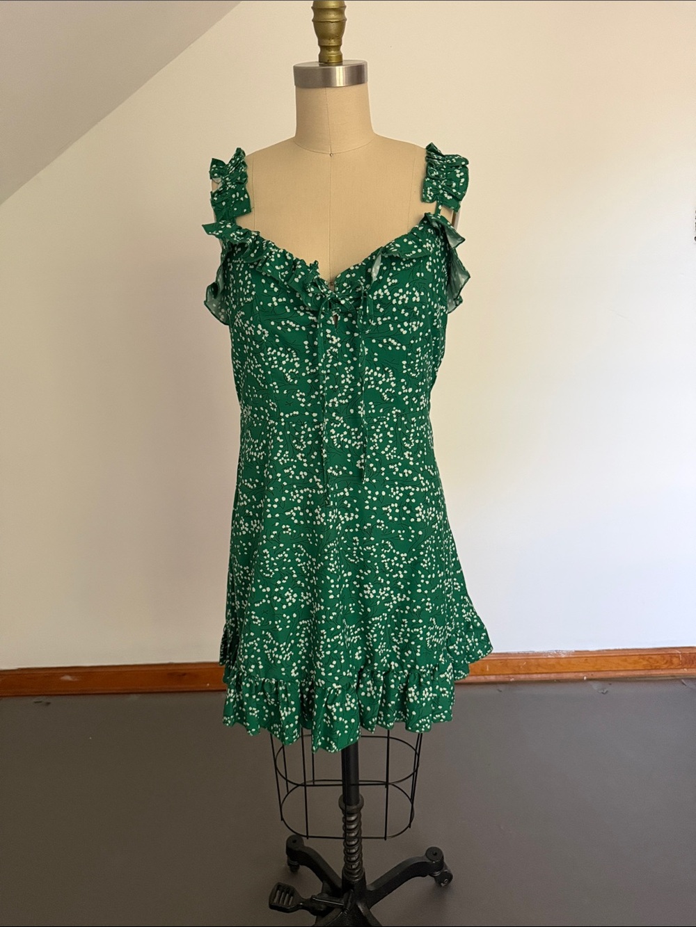 Green Ruffle Strap Sundress